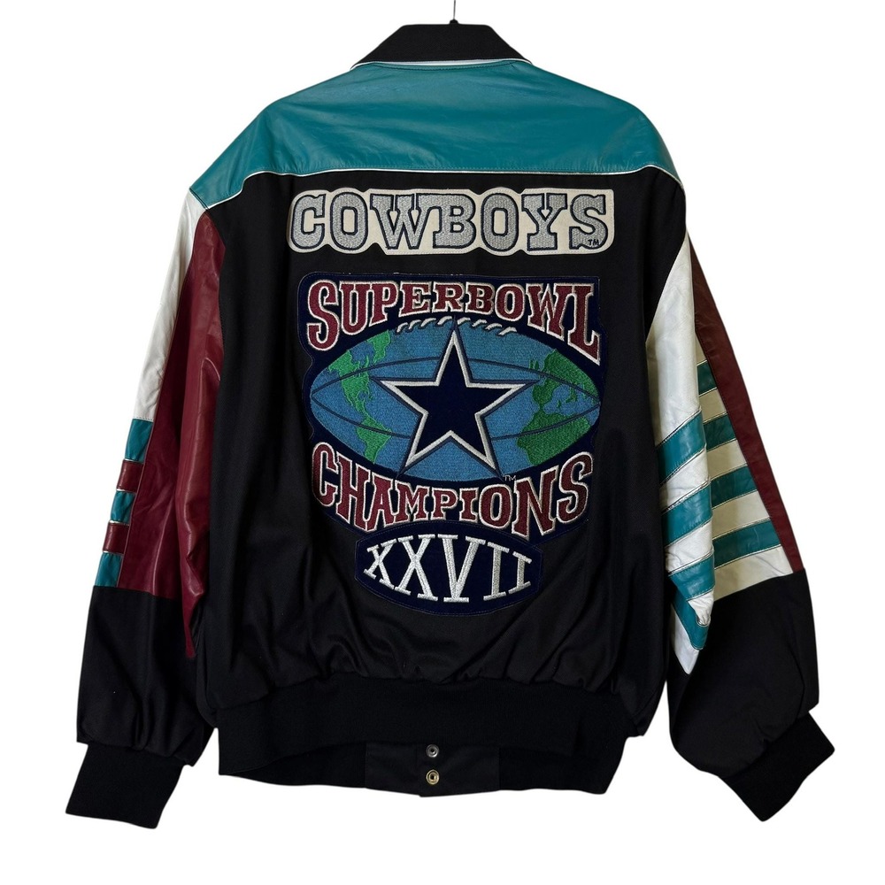 Vintage Jeff Hamilton Dallas Cowboys Leather 1993 Superbowl NFL Jacket XL